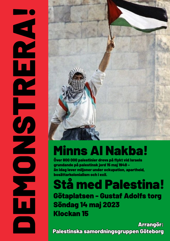 Demonstration: Minns Al Nakba! Stå med Palestina!